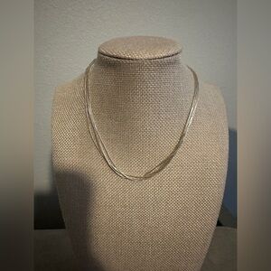 Running bear liquid silver choker style necklace